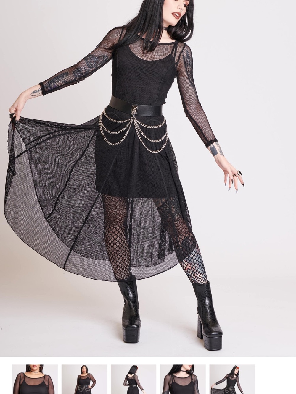 Midnight Hour Black Chain Draped Wide Belt goth industrial whimsycore - Picture 3 of 8
